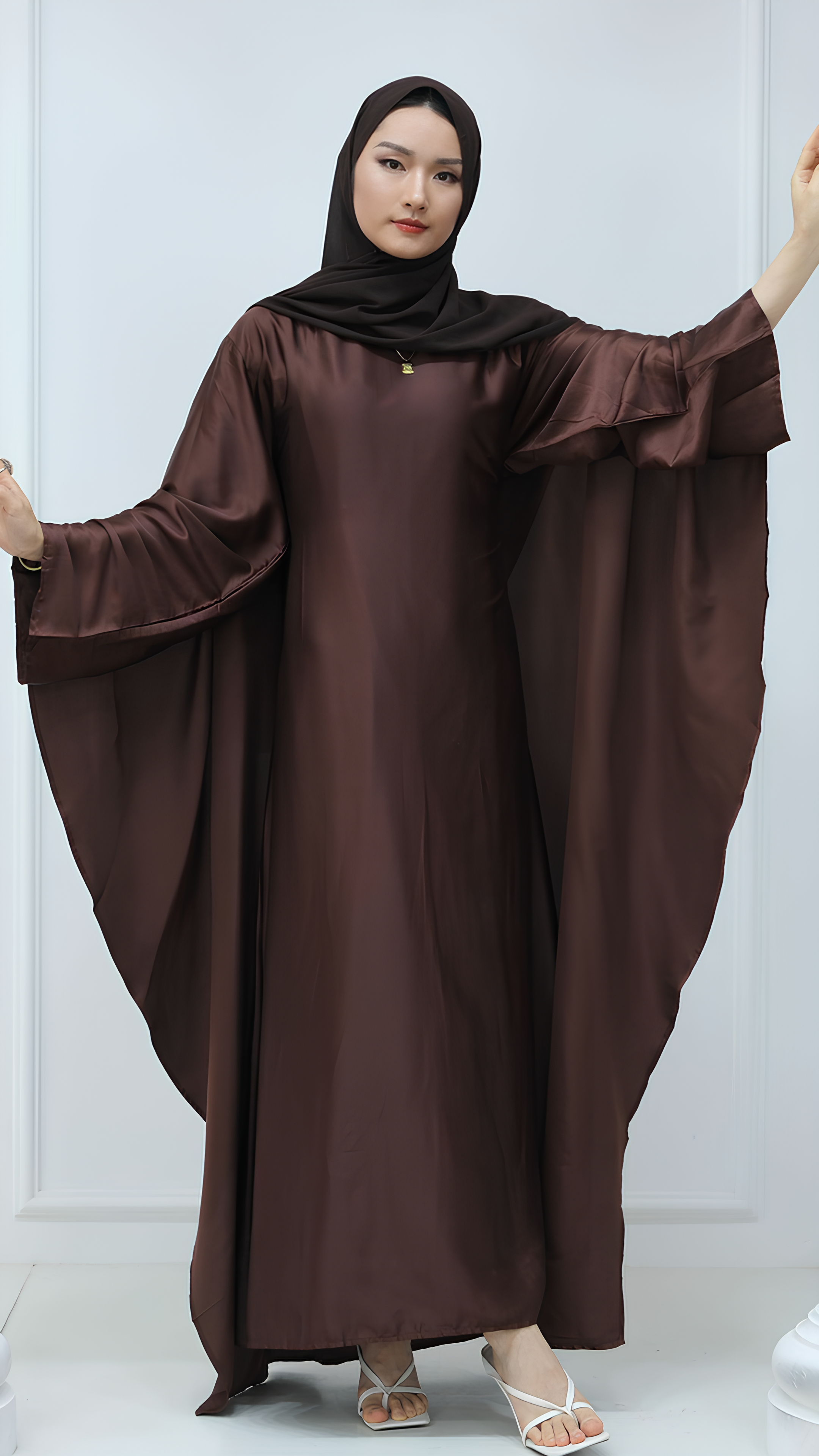 Glimmer Satin Butterfly Abaya