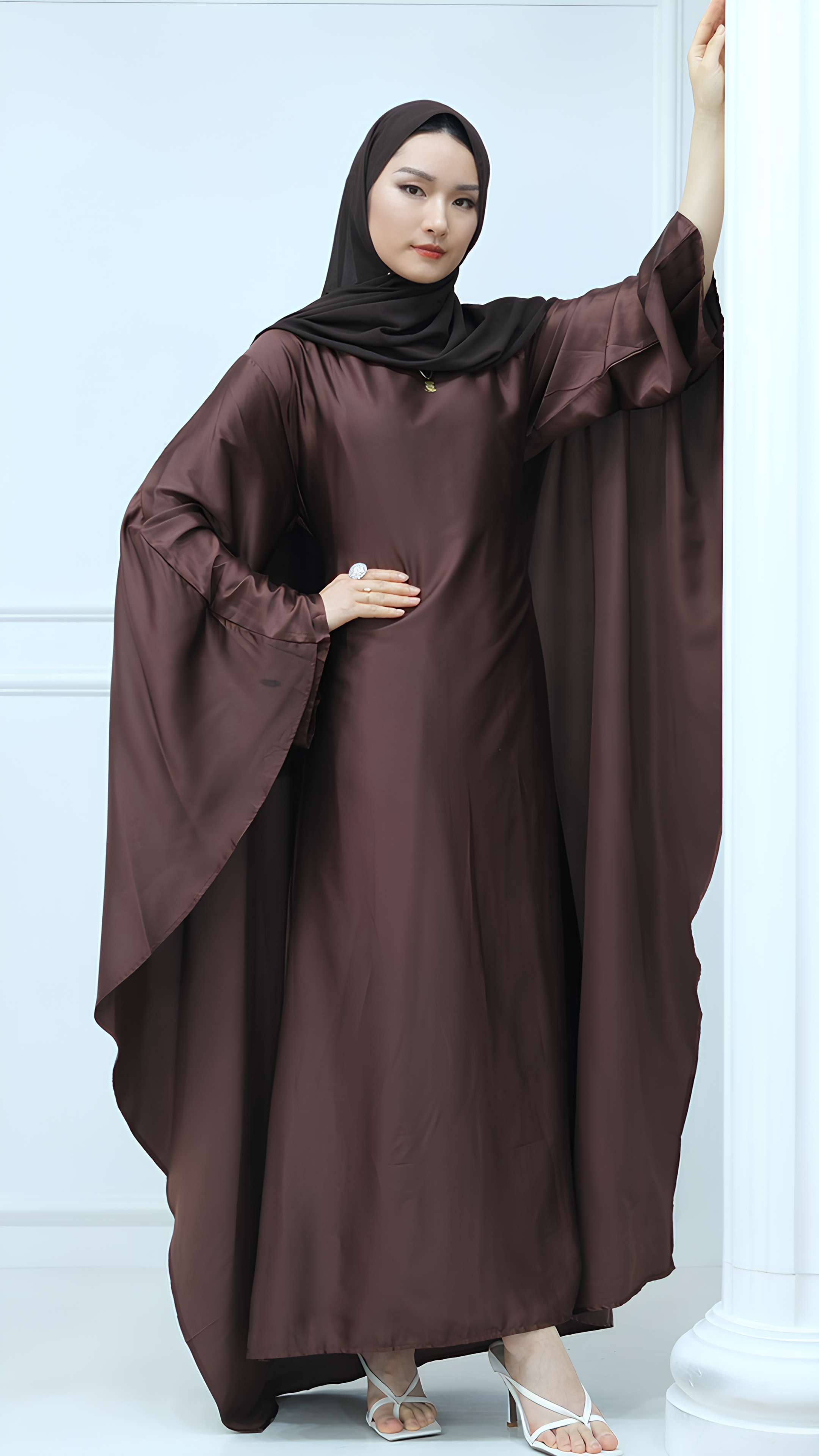 Glimmer Satin Butterfly Abaya