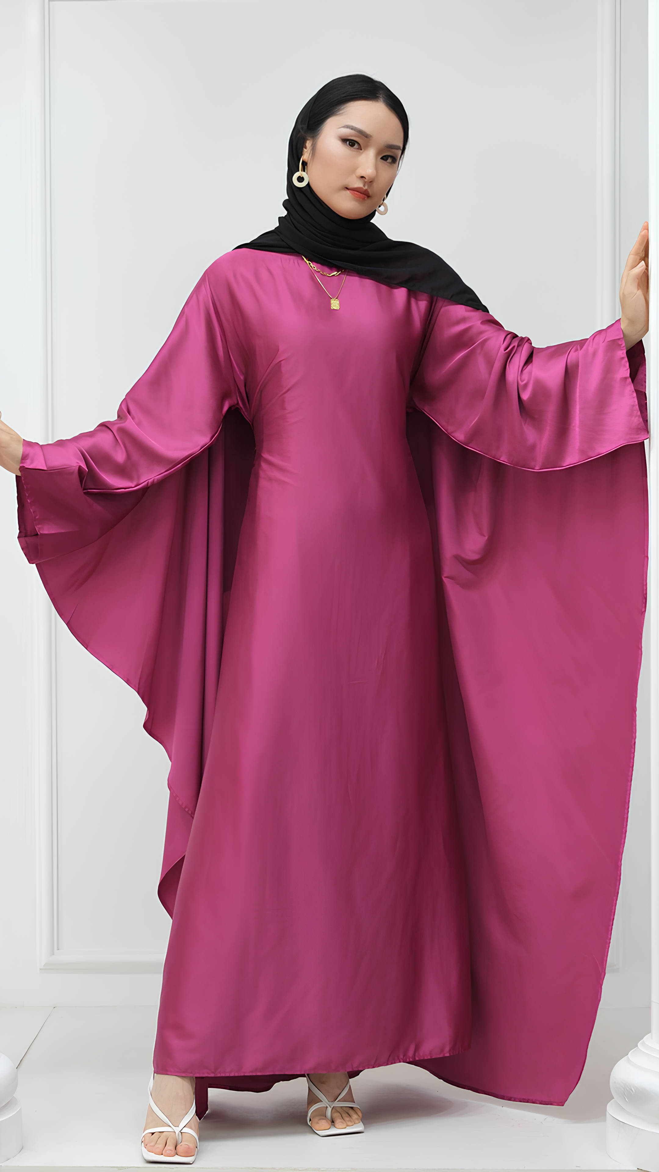 Glimmer Satin Butterfly Abaya