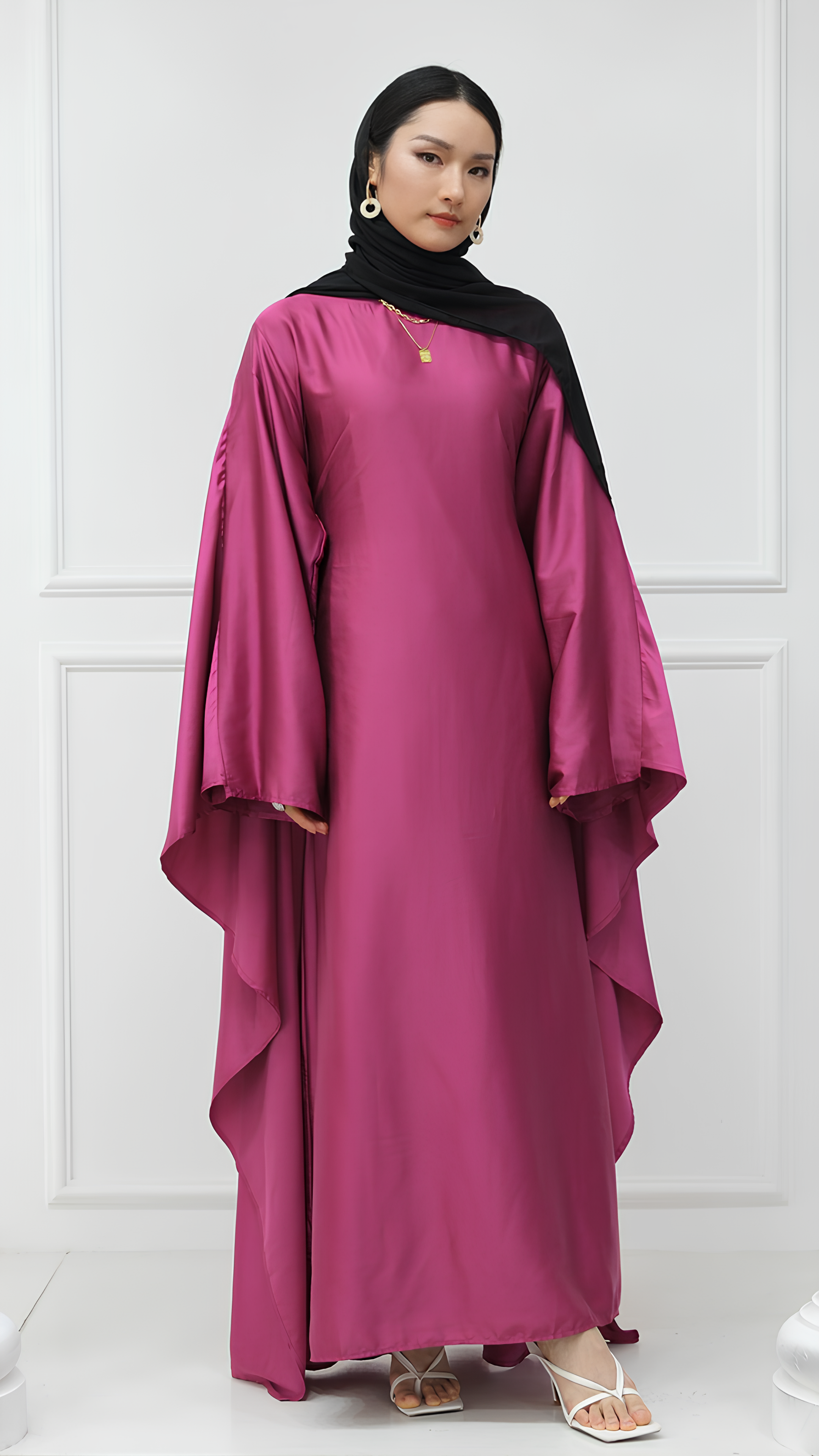 Glimmer Satin Butterfly Abaya