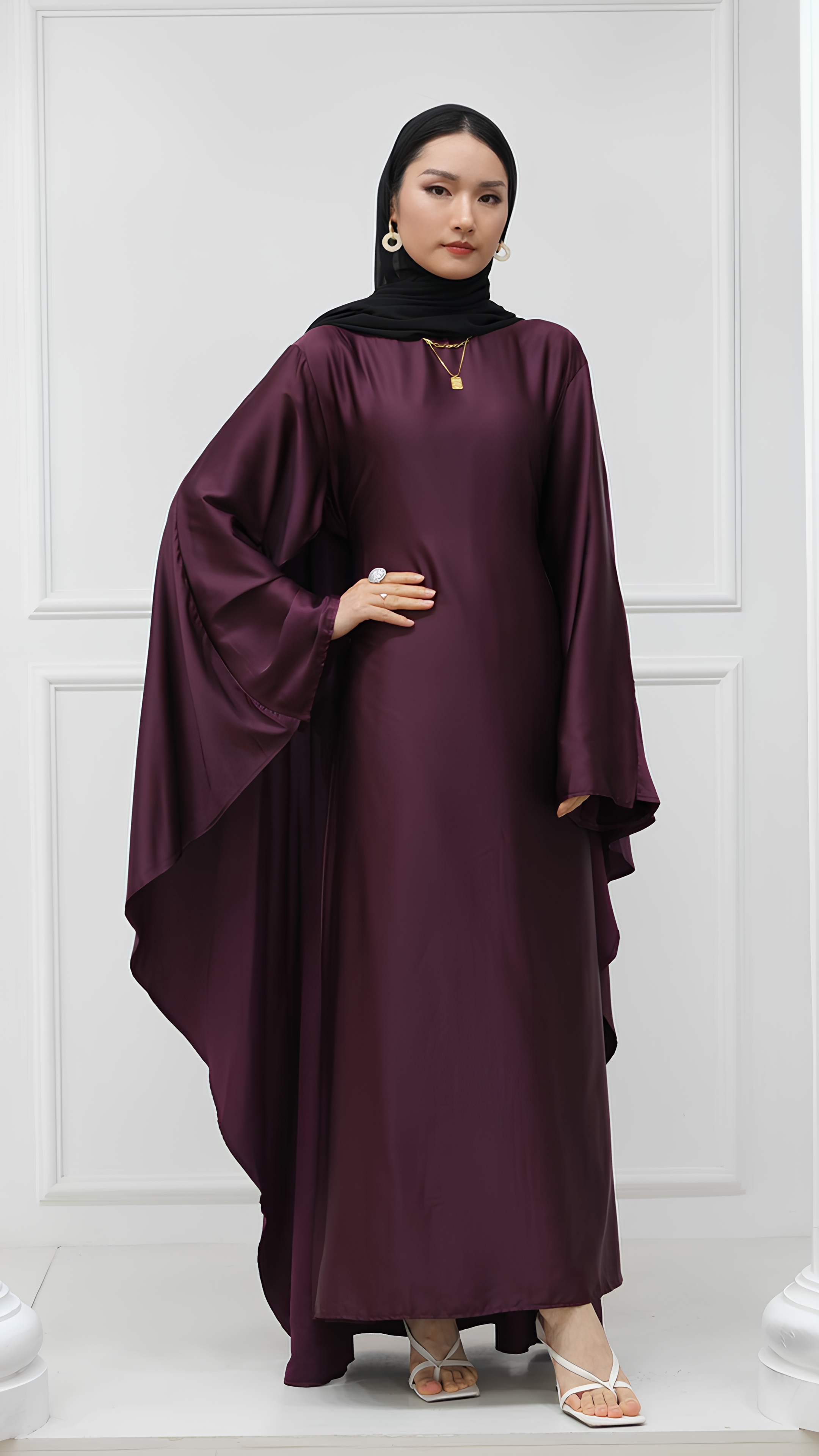 Glimmer Satin Butterfly Abaya