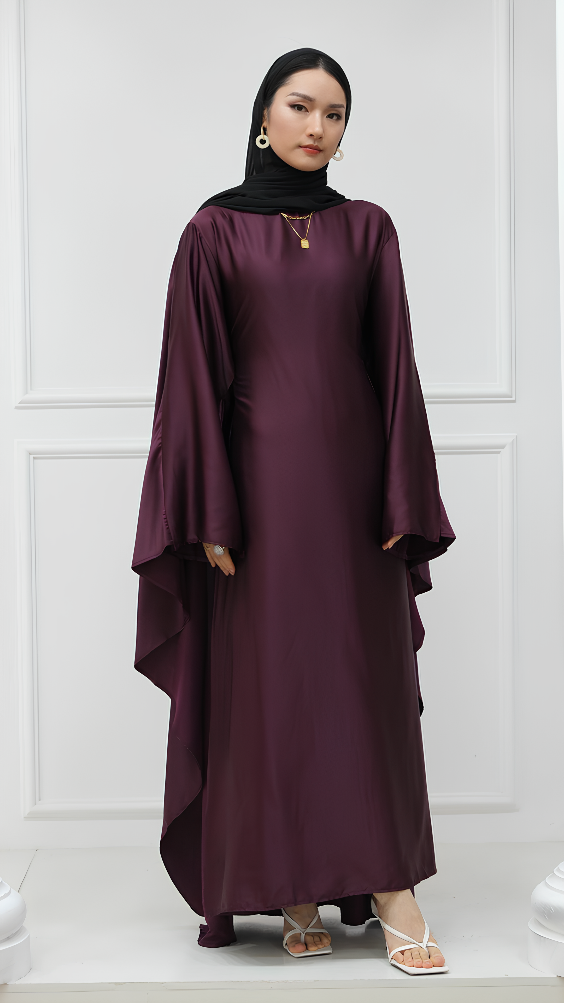 Glimmer Satin Butterfly Abaya