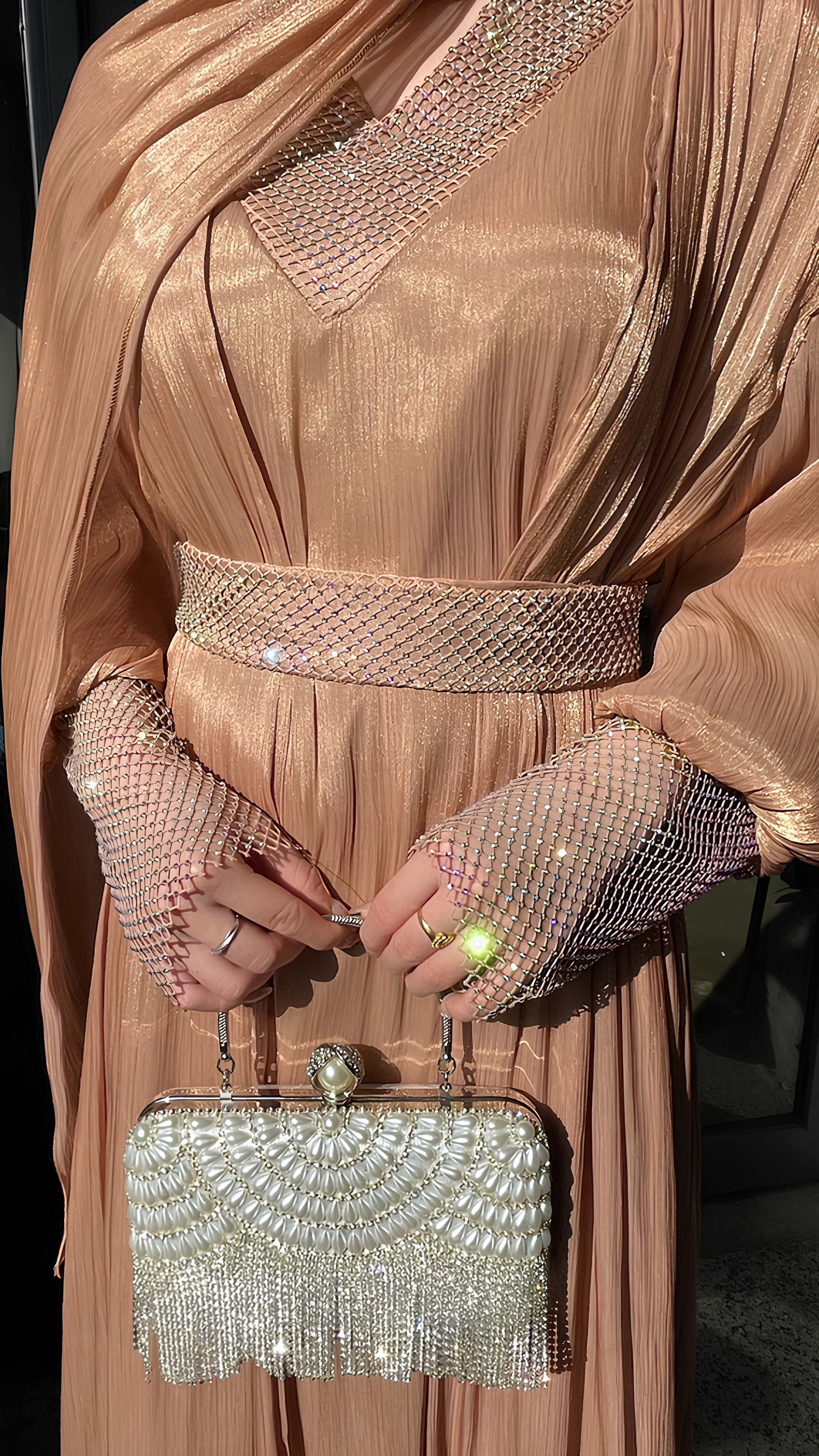 Pearl Mesh Abaya