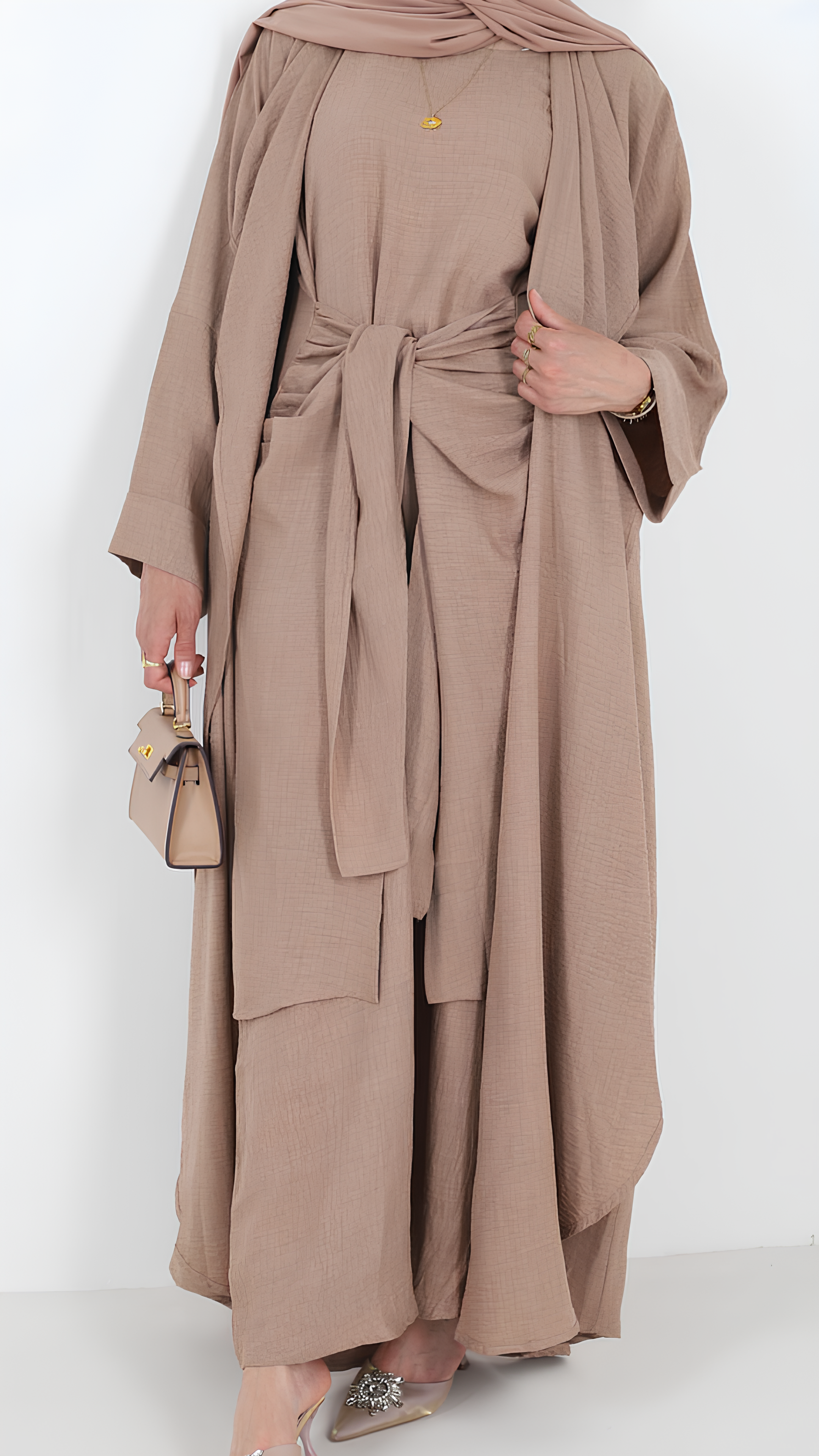 Abaya mit Samtschleife