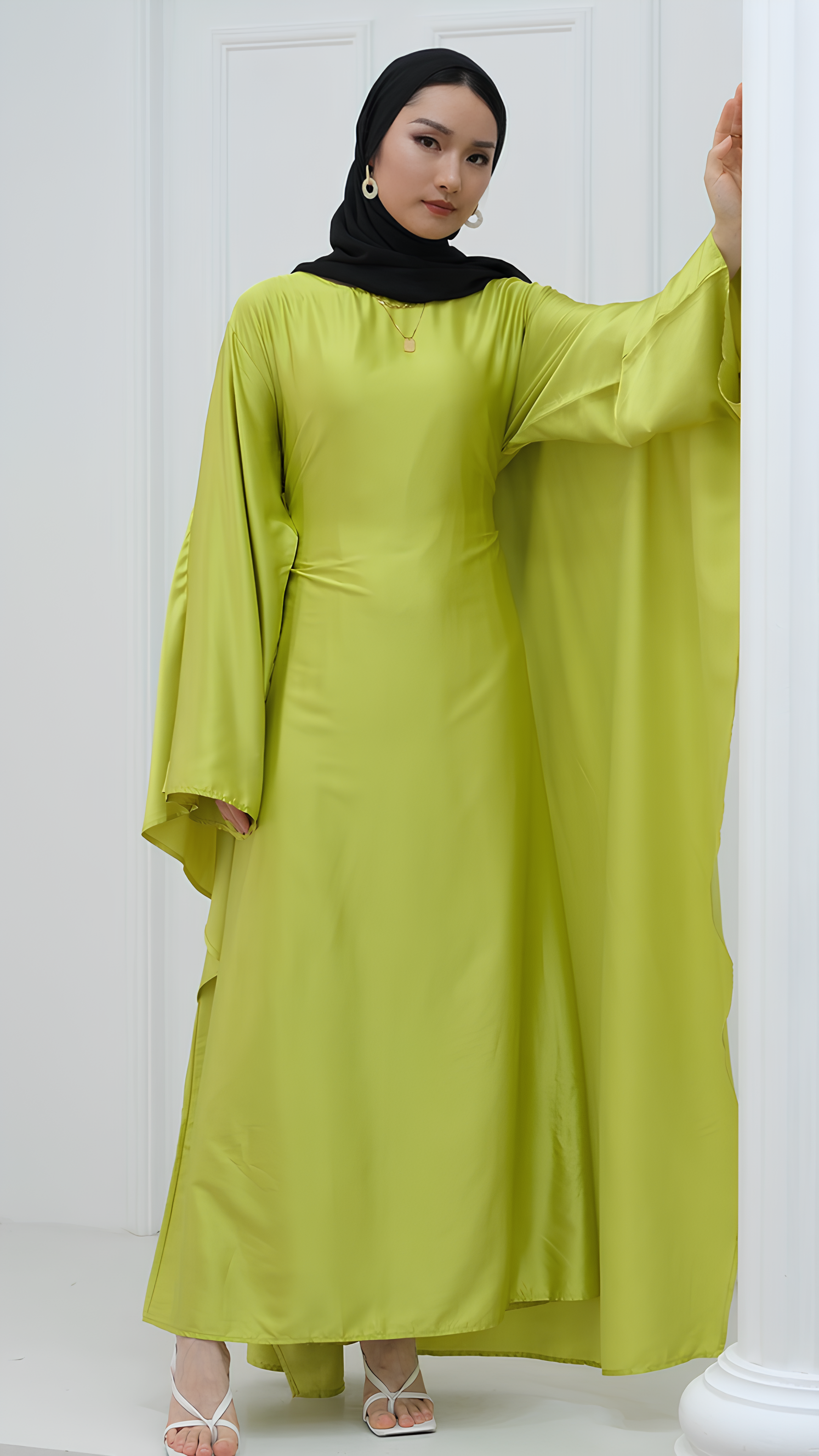 Glimmer Satin Butterfly Abaya