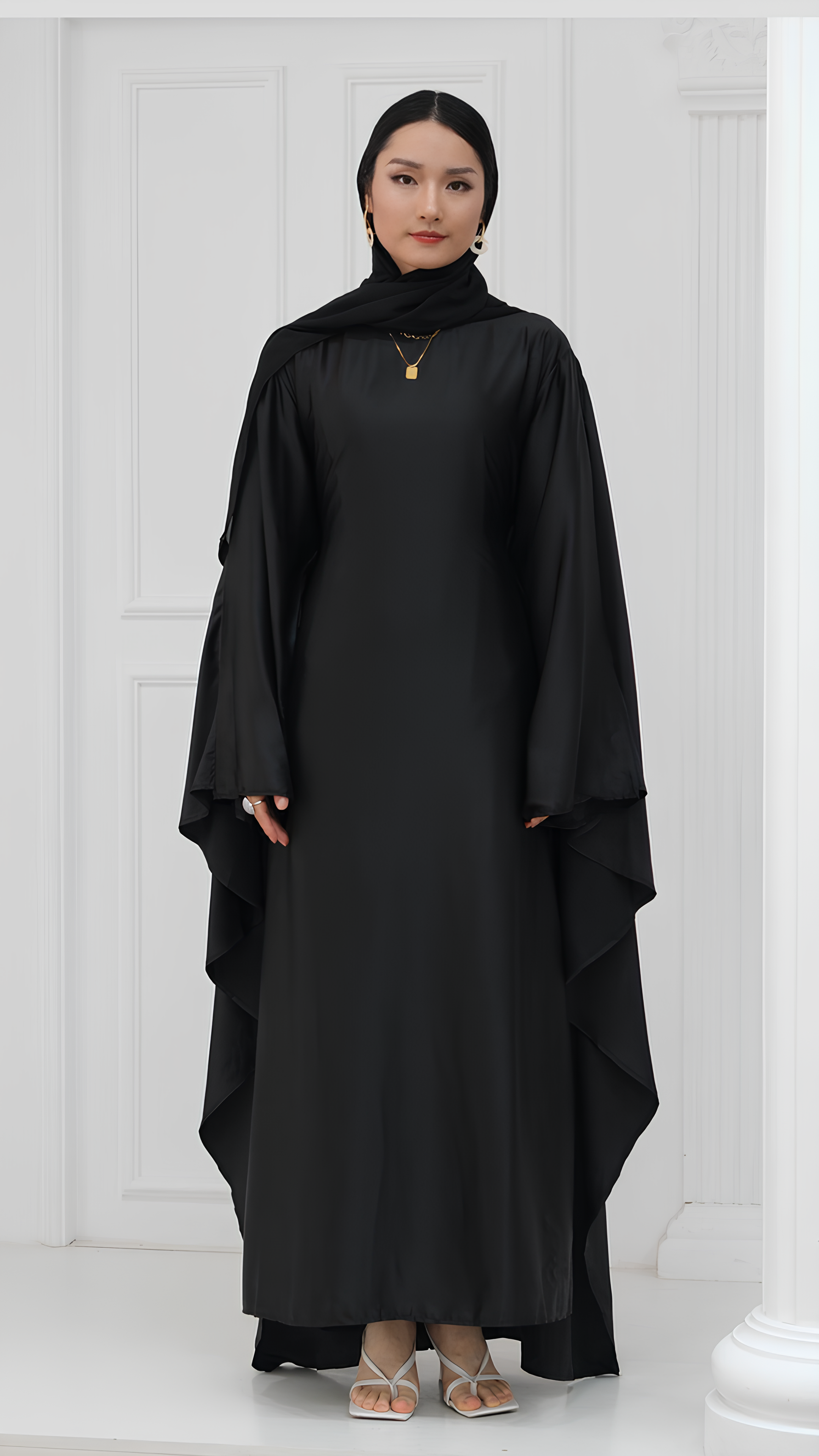 Glimmer Satin Butterfly Abaya