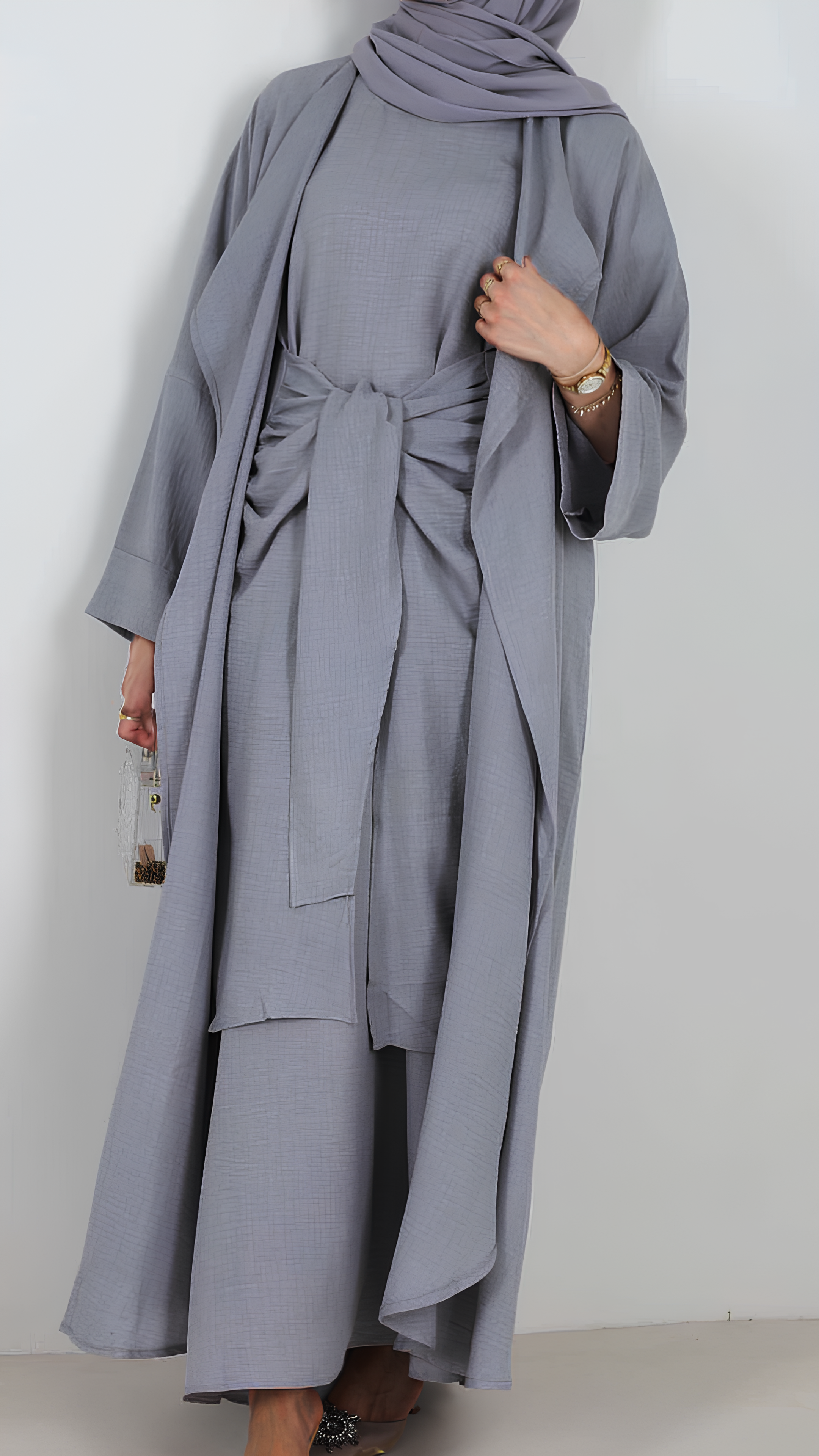 Abaya mit Samtschleife