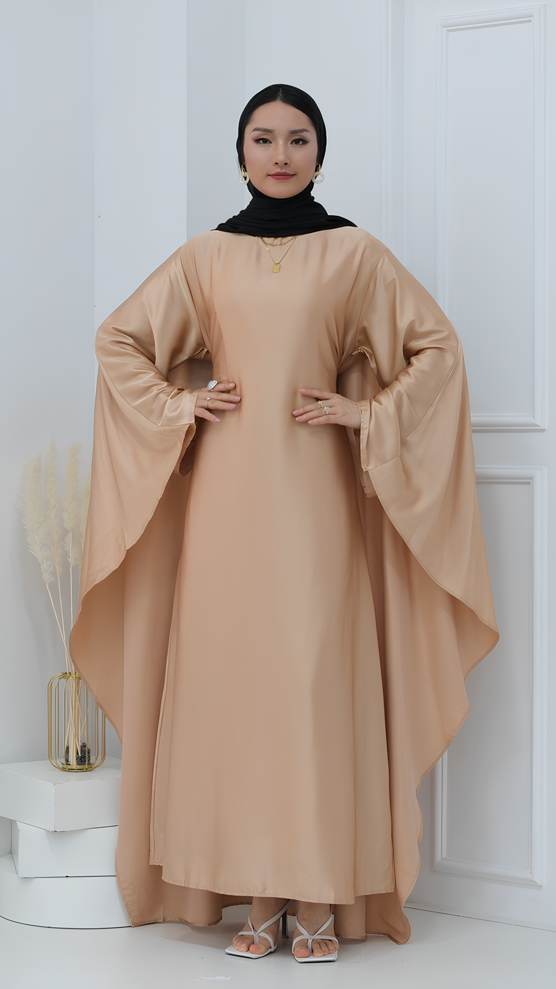 Glimmer Satin Butterfly Abaya