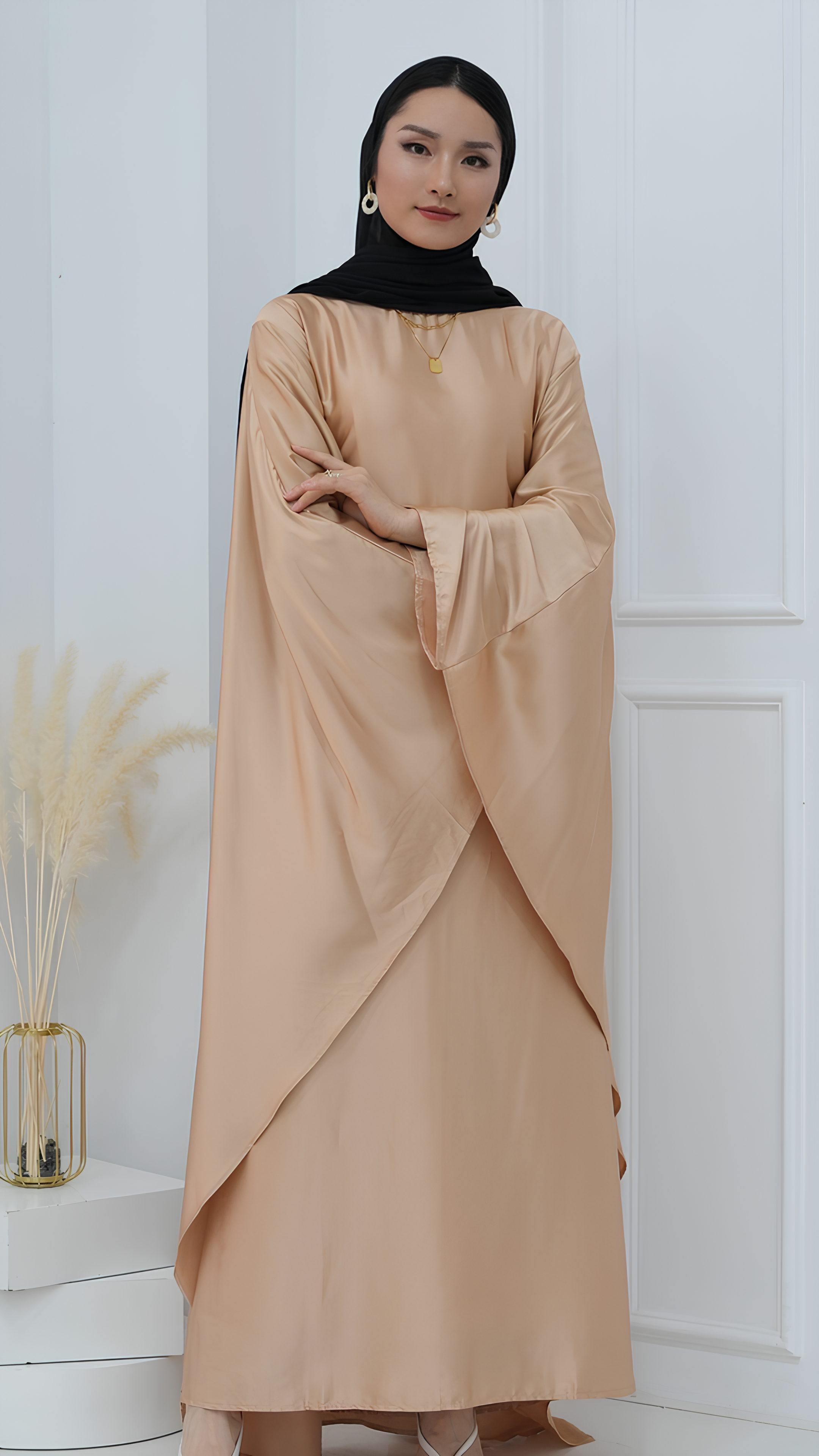 Glimmer Satin Butterfly Abaya