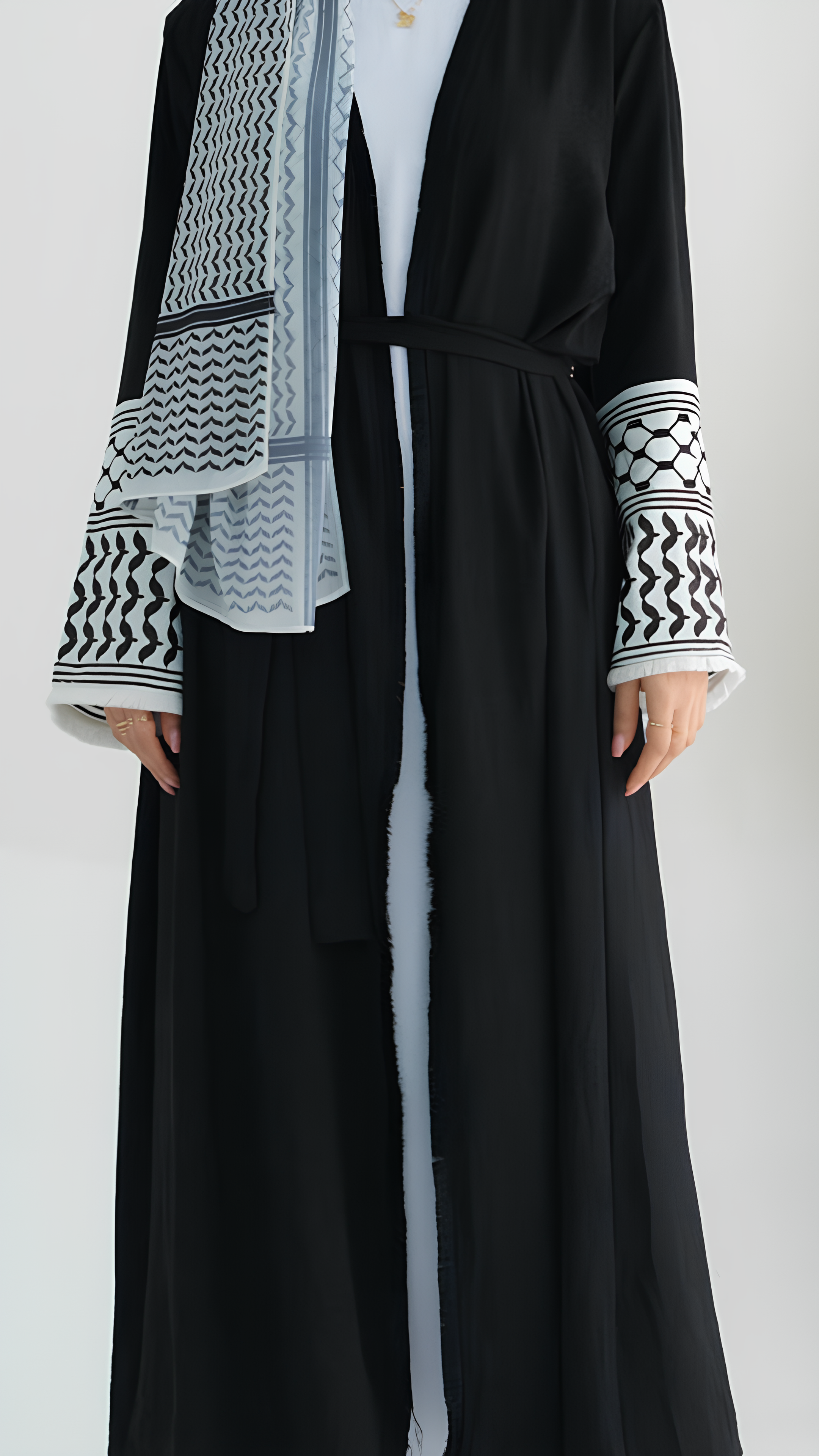 keffiyeh dress Open Keffiyeh Abaya Black / 52 / No
