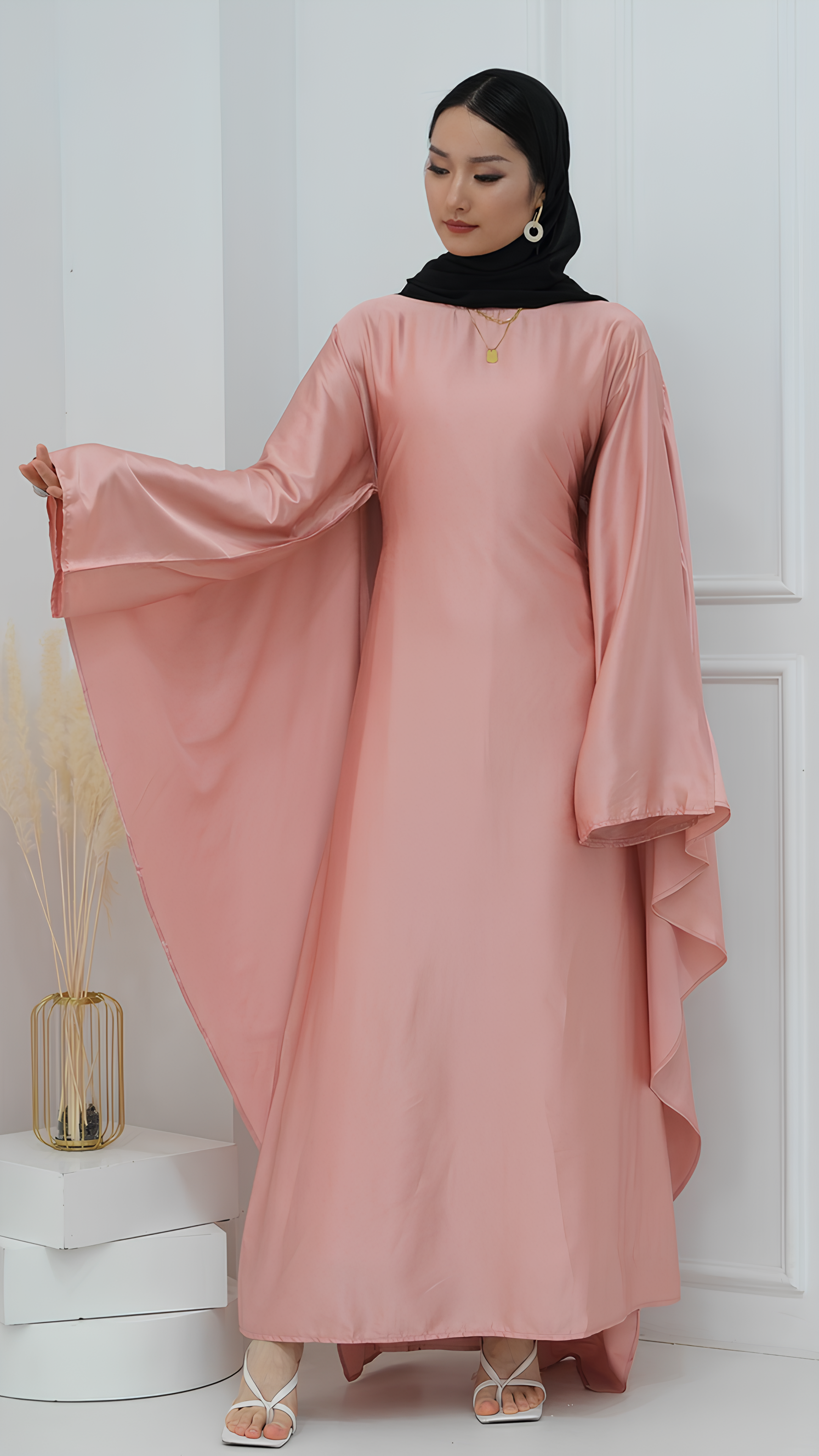 Glimmer Satin Butterfly Abaya